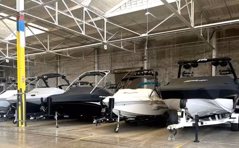 boats stored in a facility